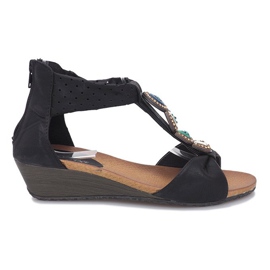 Sandali neri con zeppa Perlina nero