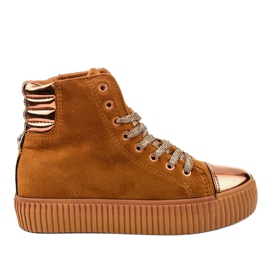 Sneakers platform da donna marroni TL-53 marrone