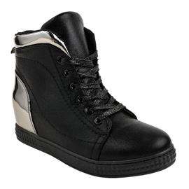 Sneakers laccate nere su zeppa R469-2 nero