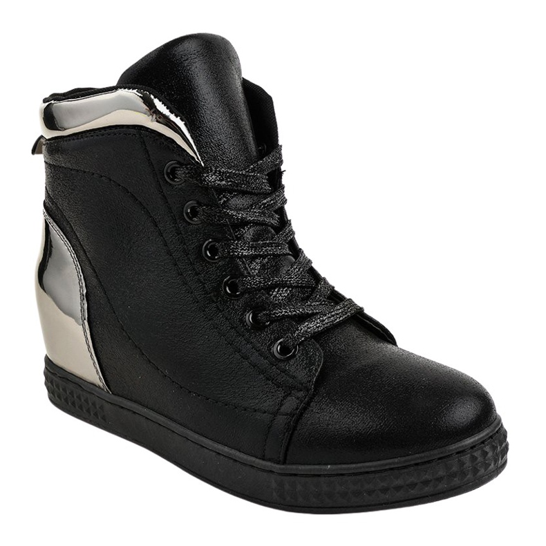 Sneakers laccate nere su zeppa R469-2 nero
