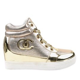 Sneakers dorate alla moda L643-2 d'oro