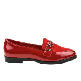Scarpe slip-on rosse con borchie JN-27 rosso
