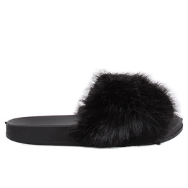 Nero CK107P Pantofole nere con pelliccia