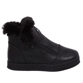 Sneakers nere alte alla caviglia con pelliccia W19-29 Black II Quality nero