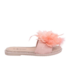 Pantofole da donna rosa con piume CK131P Pink