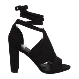 Sandali neri legati alla caviglia NS112P Black nero