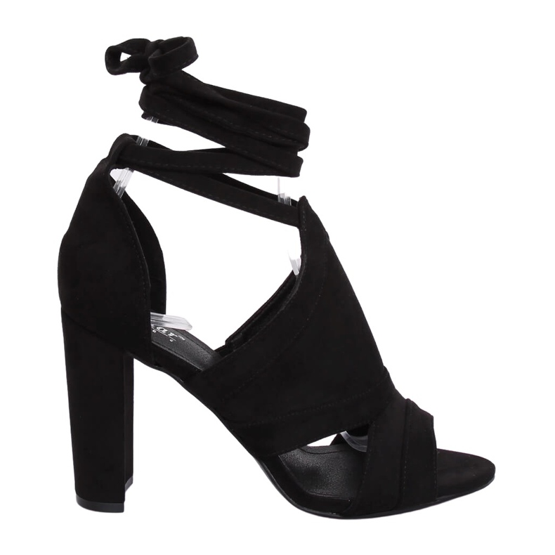 Sandali neri legati alla caviglia NS112P Black nero