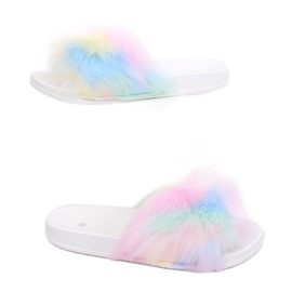 Infradito con pelliccia arcobaleno CK153P ​​​​White multicolore