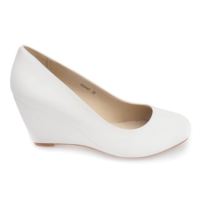 Décolleté con zeppa 99940 bianco nero