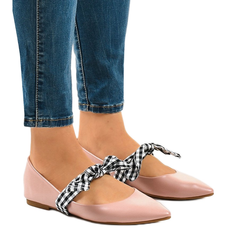 Ballerine stringate rosa con fiocchi NK07P