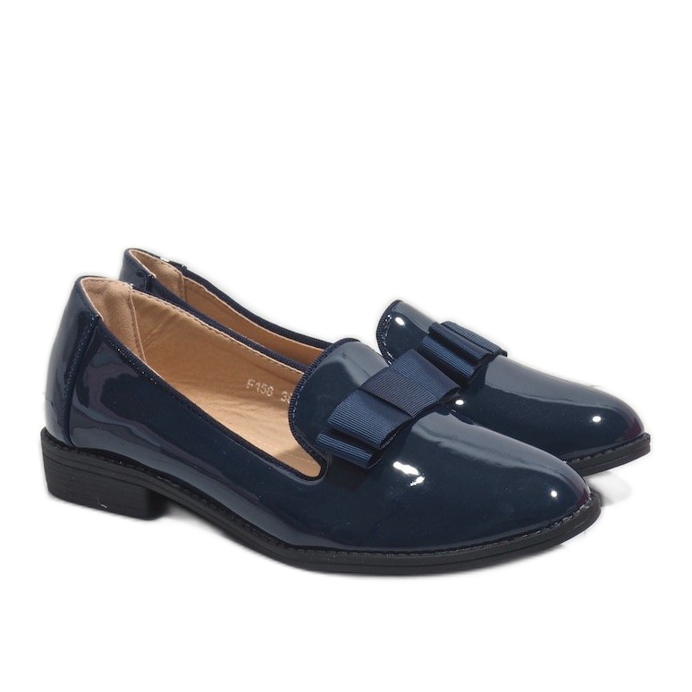 Mocassini donna blu navy con fiocco F158