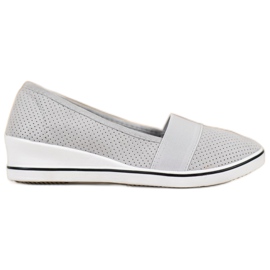 SHELOVET Ballerina grigia su zeppa grigio