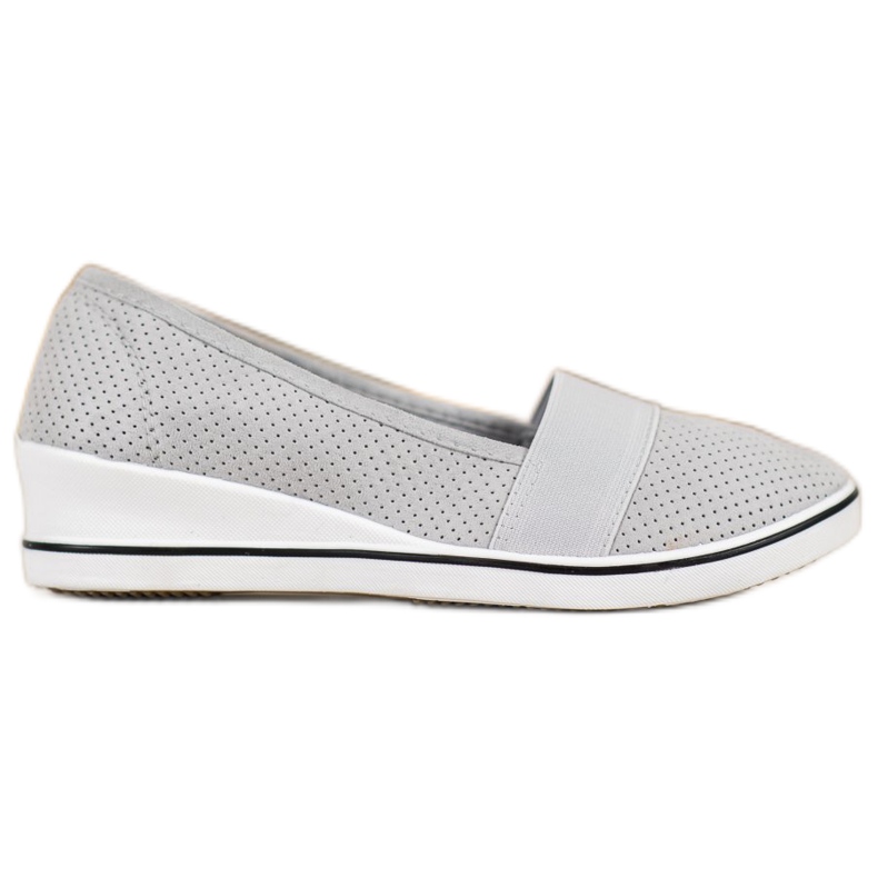 SHELOVET Ballerina grigia su zeppa grigio