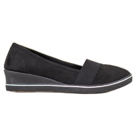 SHELOVET Ballerina nera su zeppa nero