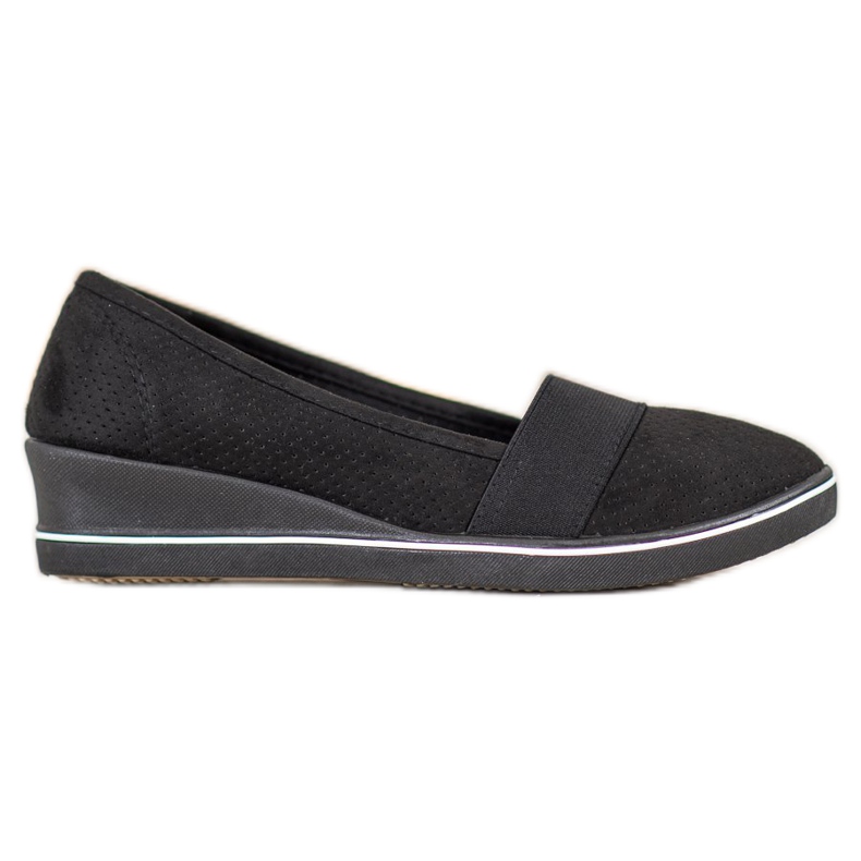SHELOVET Ballerina nera su zeppa nero