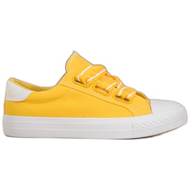 SHELOVET Comode scarpe da ginnastica in tessuto giallo