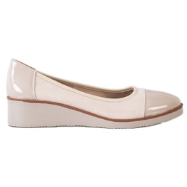 VINCEZA ballerine con zeppa beige