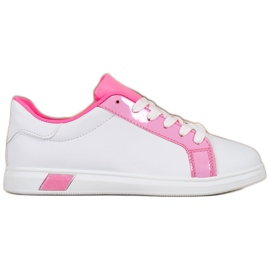 Ideal Shoes Sneakers Alla Moda Con Ecopelle bianca rosa