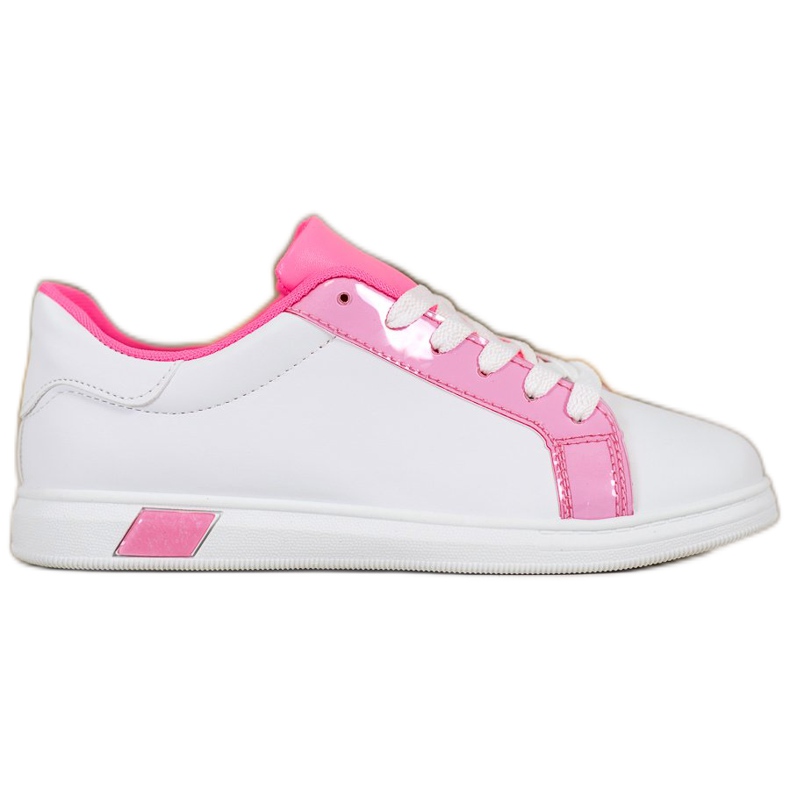 Ideal Shoes Sneakers Alla Moda Con Ecopelle bianca rosa
