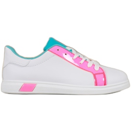 Ideal Shoes Sneakers Alla Moda Con Ecopelle bianco blu rosa multicolore