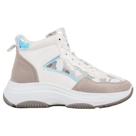 Ideal Shoes Stivali Alti Sulla Piattaforma bianca marrone multicolore