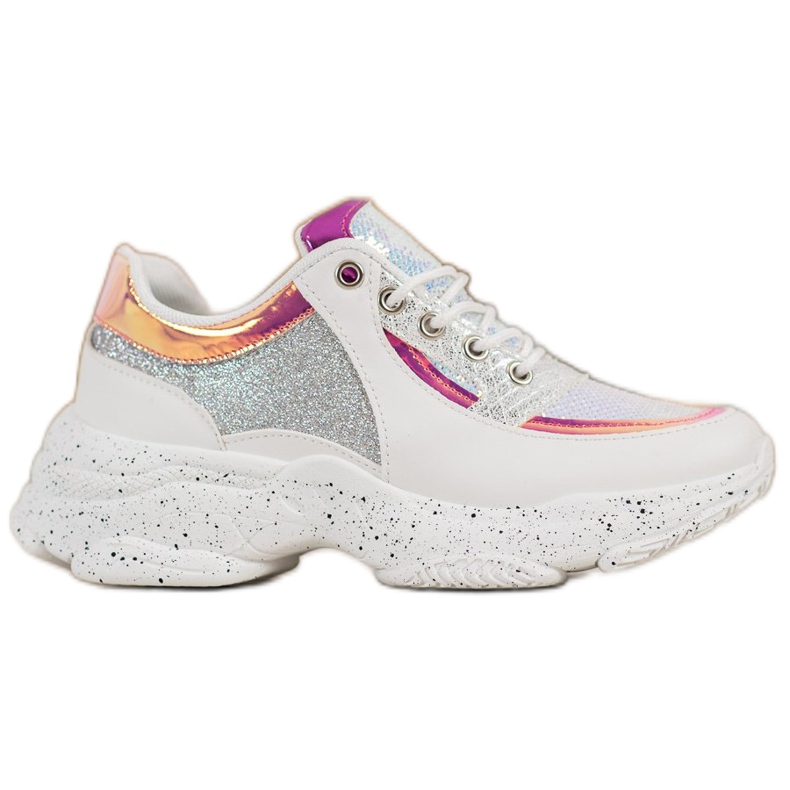 SHELOVET Sneakers Con Paillettes Sulla Piattaforma bianco grigio multicolore