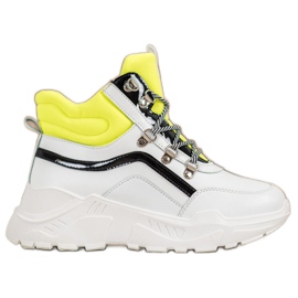 Ideal Shoes Stivali alla moda bianco multicolore giallo