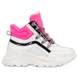 Ideal Shoes Stivali alla moda bianco rosa multicolore