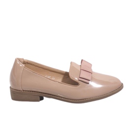 Mocassini donna beige con fiocco F158