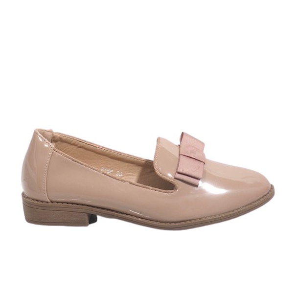 Mocassini donna beige con fiocco F158