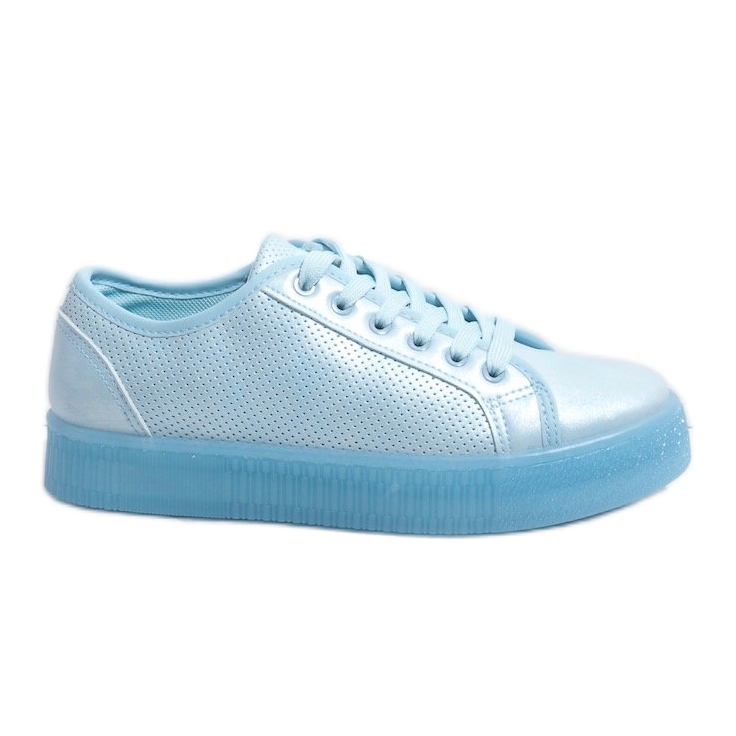 Sneakers creepers donna blu F-2969