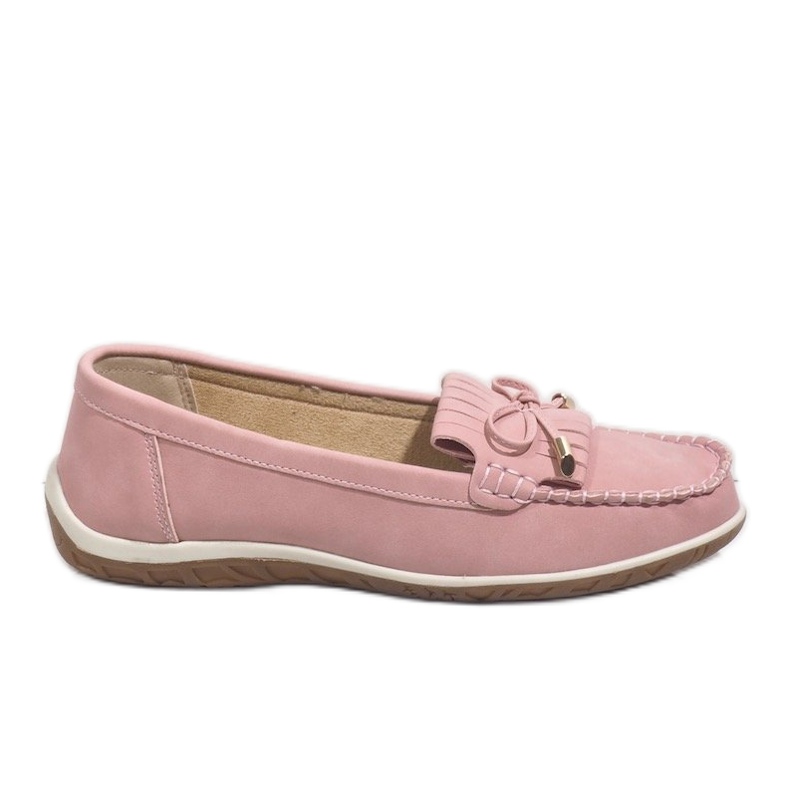 Mocassini ballerine rosa con frange MDM126