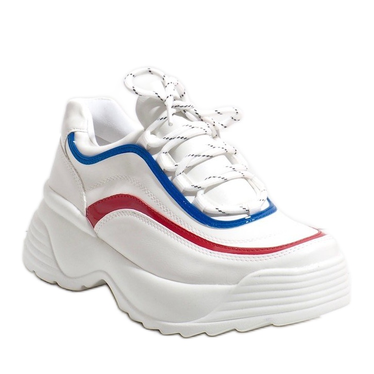 Sneakers sportive bianche in ecopelle 7918-Y bianca multicolore