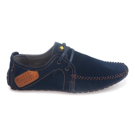 Mocassini Stringati in Pelle MA18 Blu Navy