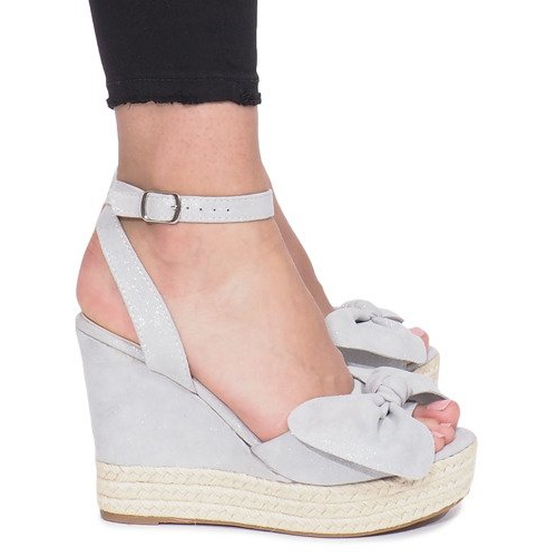 Sandali grigi con zeppa e fiocco Espadrillas Cubana grigio
