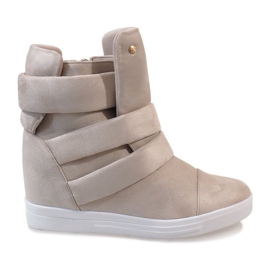 Sneakers con zeppa beige H6508-8
