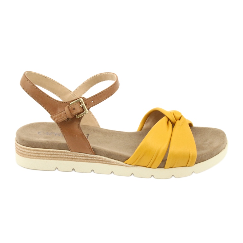 Sandali Caprice in pelle beige/limone marrone giallo