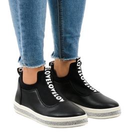 Sneakers senza lacci in lycra nere 1155-Y nero