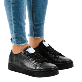 Sneakers nere creepersy da donna F-2969 nero