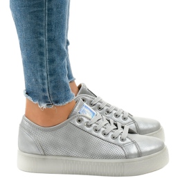 Sneakers creepersy grigie da donna F-2969 grigio