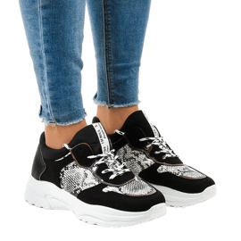 Sneakers nere YL-8 stile serpente nero