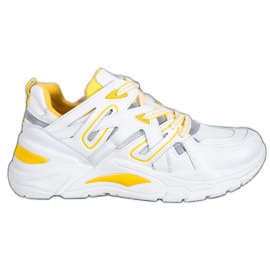 Small Swan Comode scarpe da ginnastica in ecopelle bianco giallo