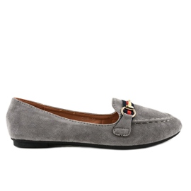 Mocassini grigi ballerine con fibbia B2027 grigio