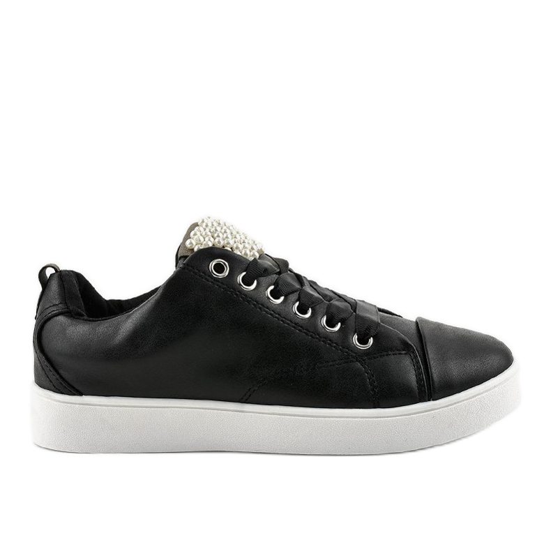 Sneakers nere decorate con perle 373-Y nero