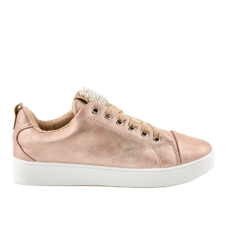 Sneakers rosa decorate con perle 373-Y
