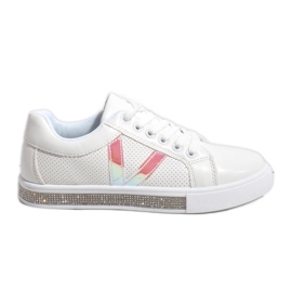 Sneakers bianche decorate con diamanti X703 bianco