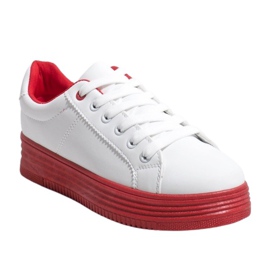 Sneakers bianche su una spessa suola rossa W-68 bianca rosso