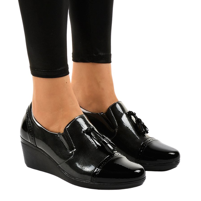 Scarpe con zeppa nere 7-9022 nero grigio