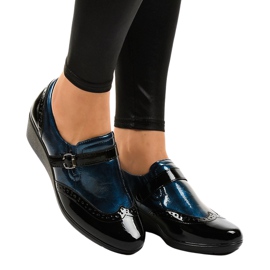 Scarpe nere con zeppa 7-9021 nero blu navy