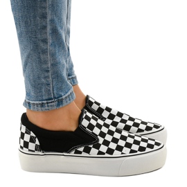 Sneakers slip-on nere B5138-B bianca